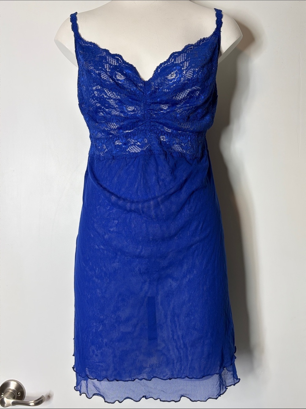 Cosabella Bright Blue Lace Soire babydoll size xl